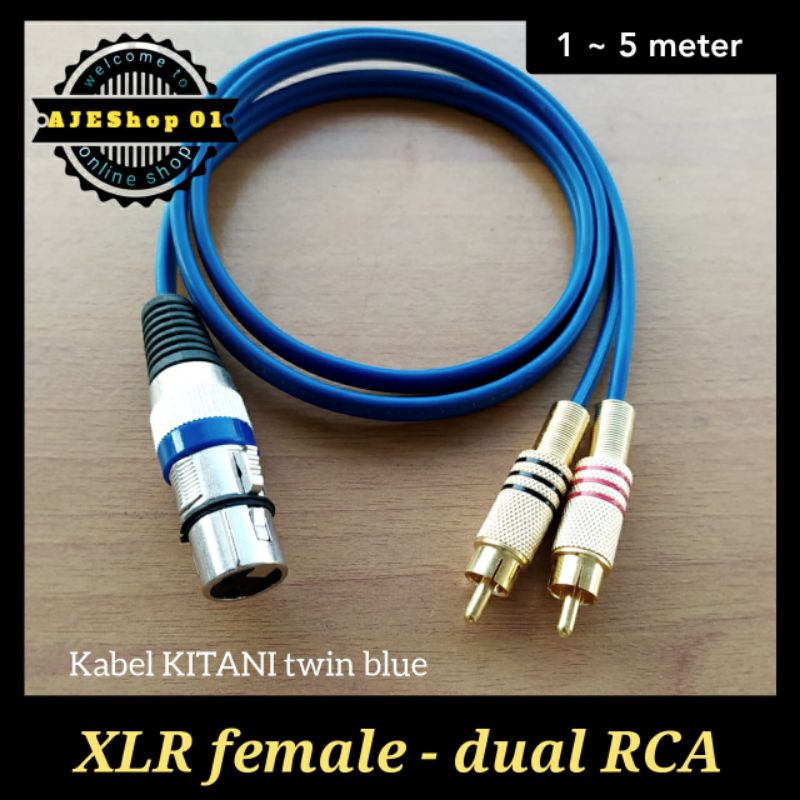 Kabel jack XLR female to dual RCA male kabel KITANI 1 sampai 5 meter