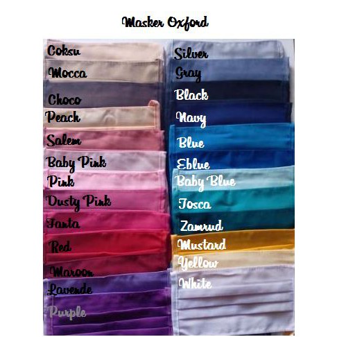 Terlaris Masker Kain Oxford Polos Warna Favorit