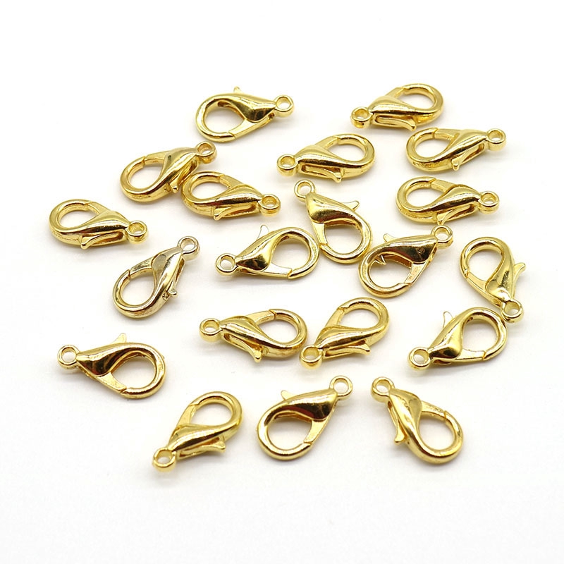 10Pcs / lot Kait Lobster Warna Bronze / Gold Ukuran 12mm Untuk Membuat Perhiasan Kalung / Gelang DIY