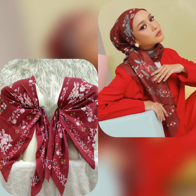 hijab segiempat motif like radwah x dp studio