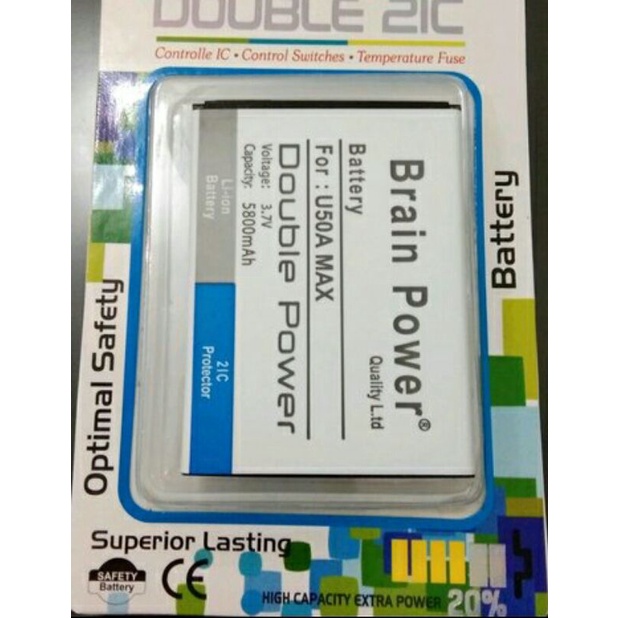 batre evercoss U50A MAX double power brain power Baterai U50A Max batrai U50A MAX