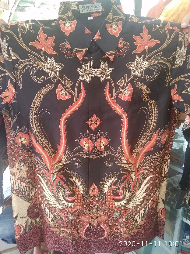 Kemeja Batik Prabu Bahan Semi Sutra Super Reguler Fit A527.