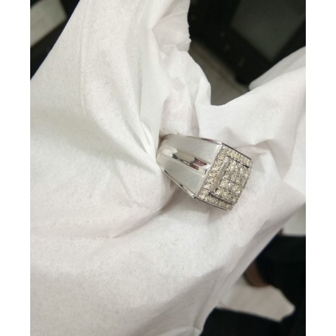 cincin full berlian pria ring perak full berlian eropa ringsize 18/19