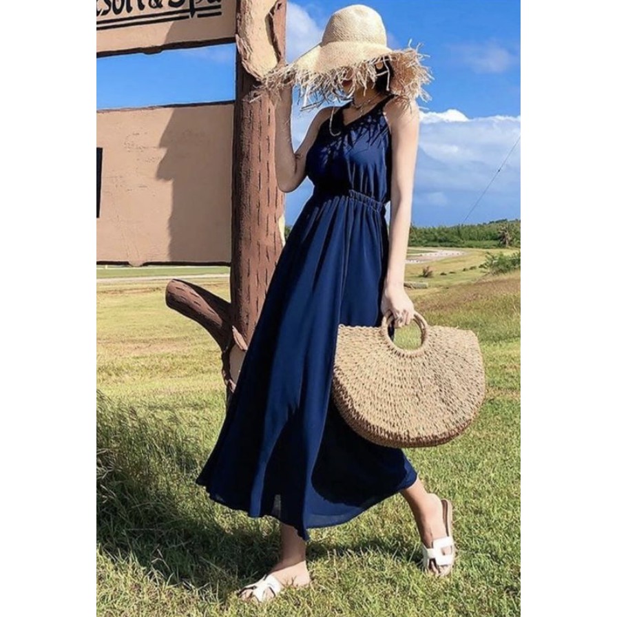 D-32004 Blue Casual Party Long Dress Beach Dress