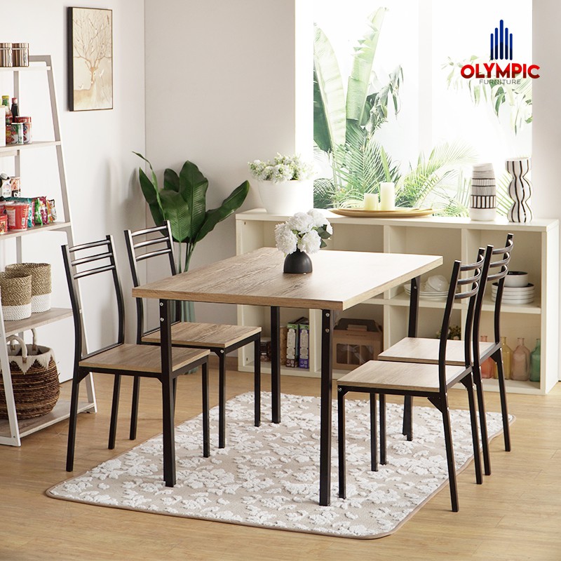 Olympic Dinning Table / Meja Makan Kayu Include 4 Kursi - DTM EIRA SERIES