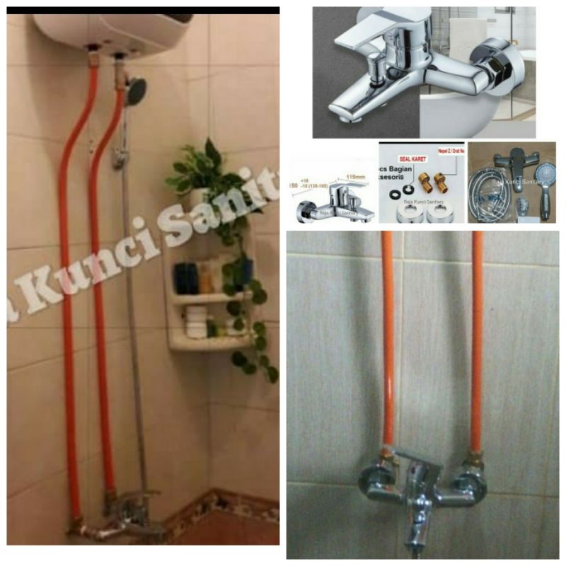 Acesoris Paket 7 Instalasi Luar Water Heater Tanpa Bobok Tembok/Paket Lengkap+Kran Instalasi Luar