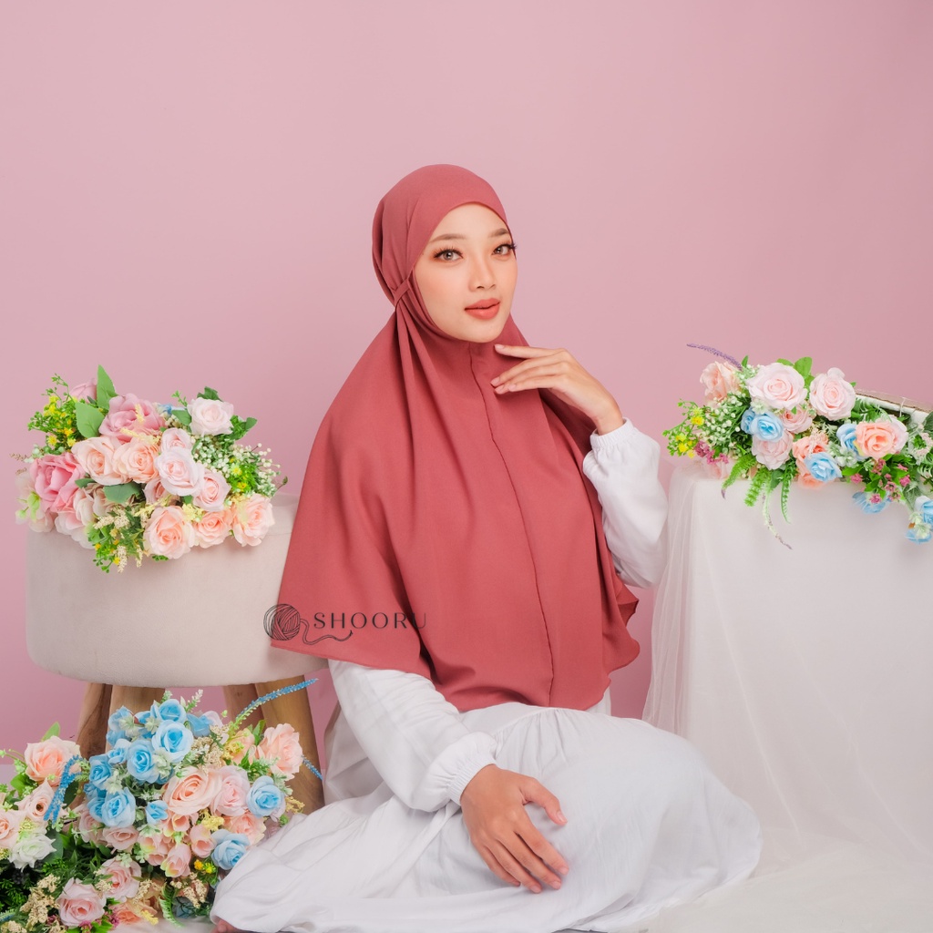 Jilbab Instan Jumbo Non Pet Khimar Bergo Jumbo Tali Diamond Crepe Premium