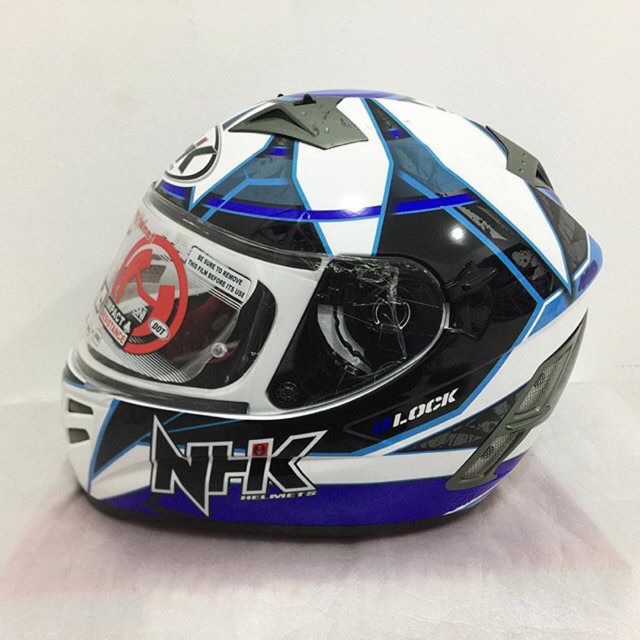 Helm NHK Terminator Motif Defender White Blue Putih Biru
