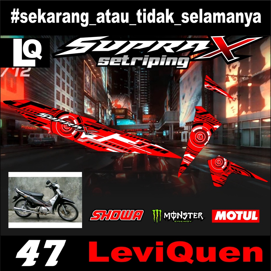 leviquen Striping Supra 100(47) / Supra X / Supra Fit Lama Variasi Sticker Stiker Skotlet Motor