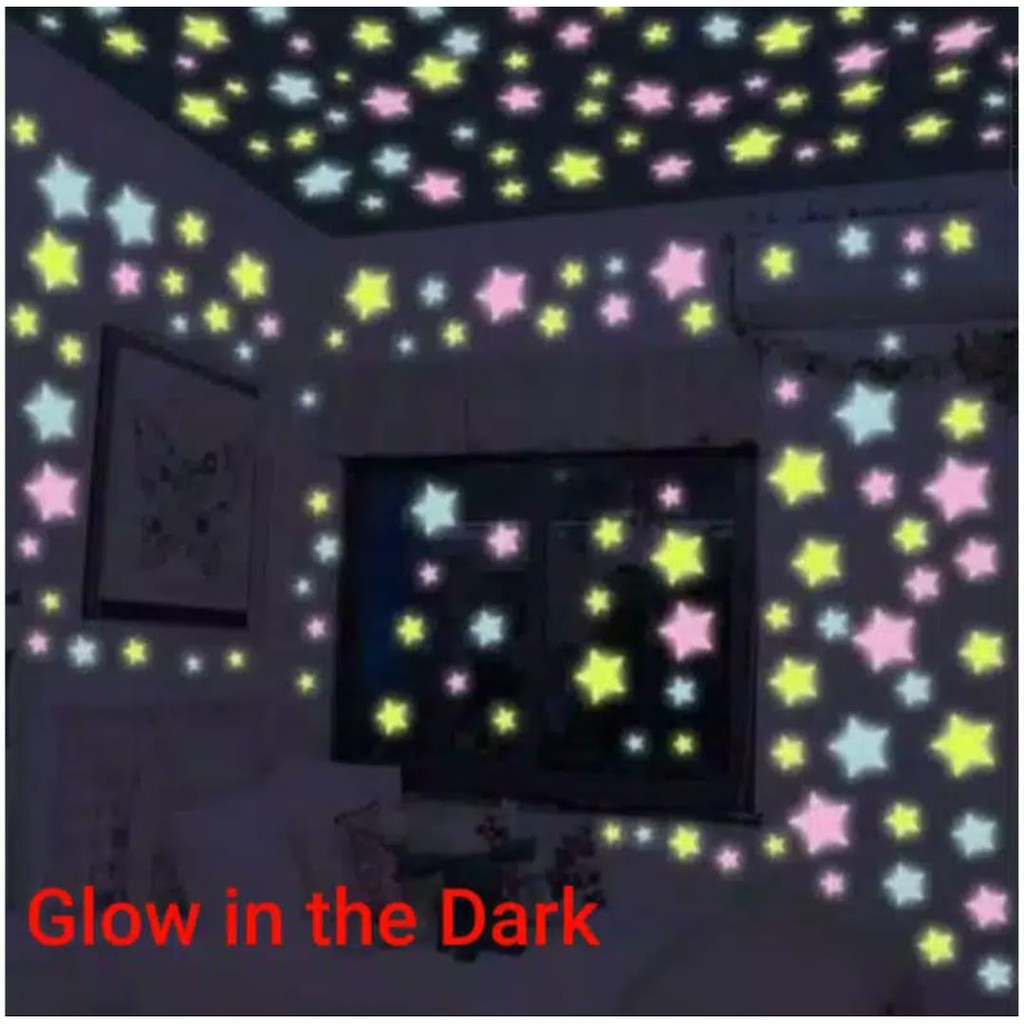 (termurah) HIASAN DINDING BINTANG LED CANTIK DAPAT MENYALA ISI 100PCS