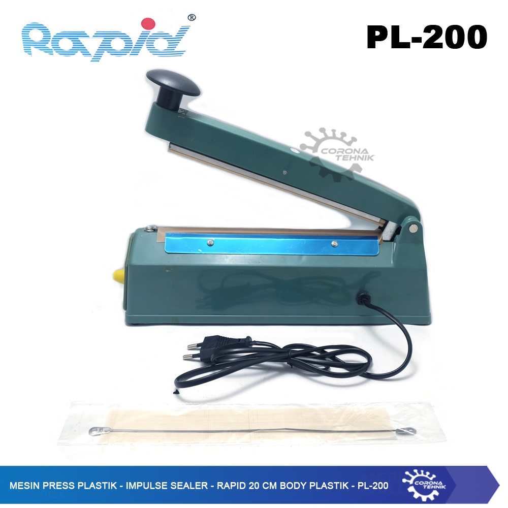 Impulse Sealer Rapid 20 cm Body Plastik - PL-200 - Mesin Press Plastik