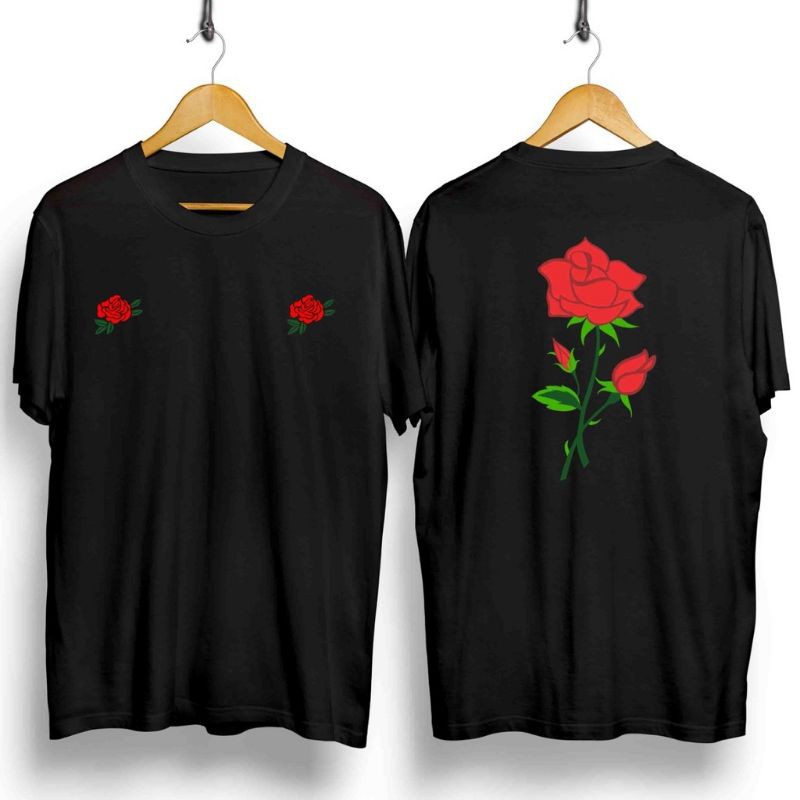 Fourfashion Kaos Pria Kaos Distro TIGA MAWAR Black CN865
