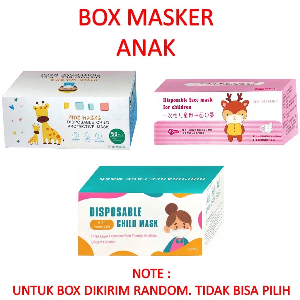 NEW Masker anak 3 ply 3ply Kids Child mask motif Earloop 1box isi 50 Pcs motif