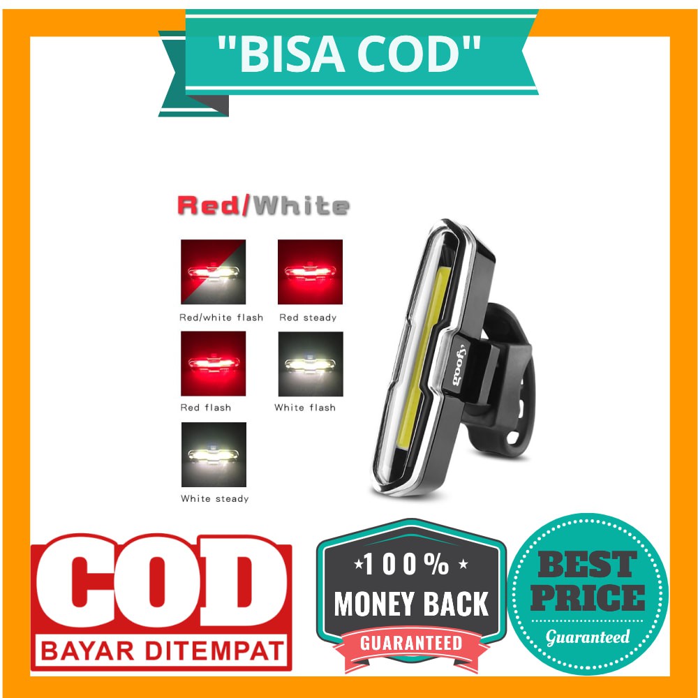 BISA COD TaffLED Lampu Belakang Sepeda USB Rechargeable Front Rear Bike Taillight Helmet Light Lamp