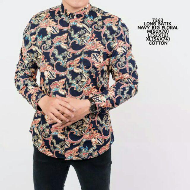 Credomenstore 7465 Kemeja Batik Pria Lengan Panjang Hitam Coklat