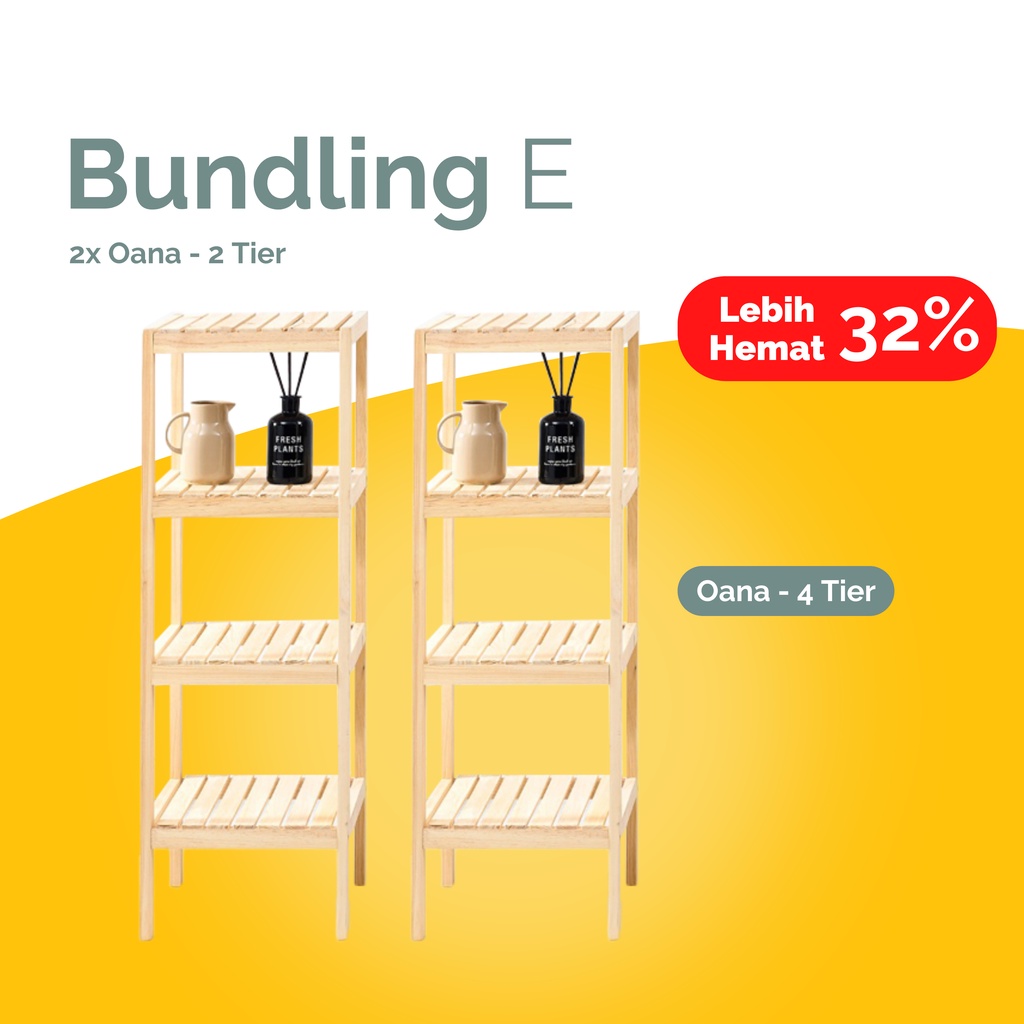 UP SPACE Paket Rak Serba Guna Otto Oana E / Rak Kayu / Rak Susun / Rak Multifungsi / Wooden Shelf / 