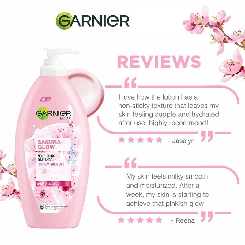 ★ BB ★ Garnier Sakura Glow Pinkish Radiance Serum Milk UV Body Lotion 400 ml - Skin Care