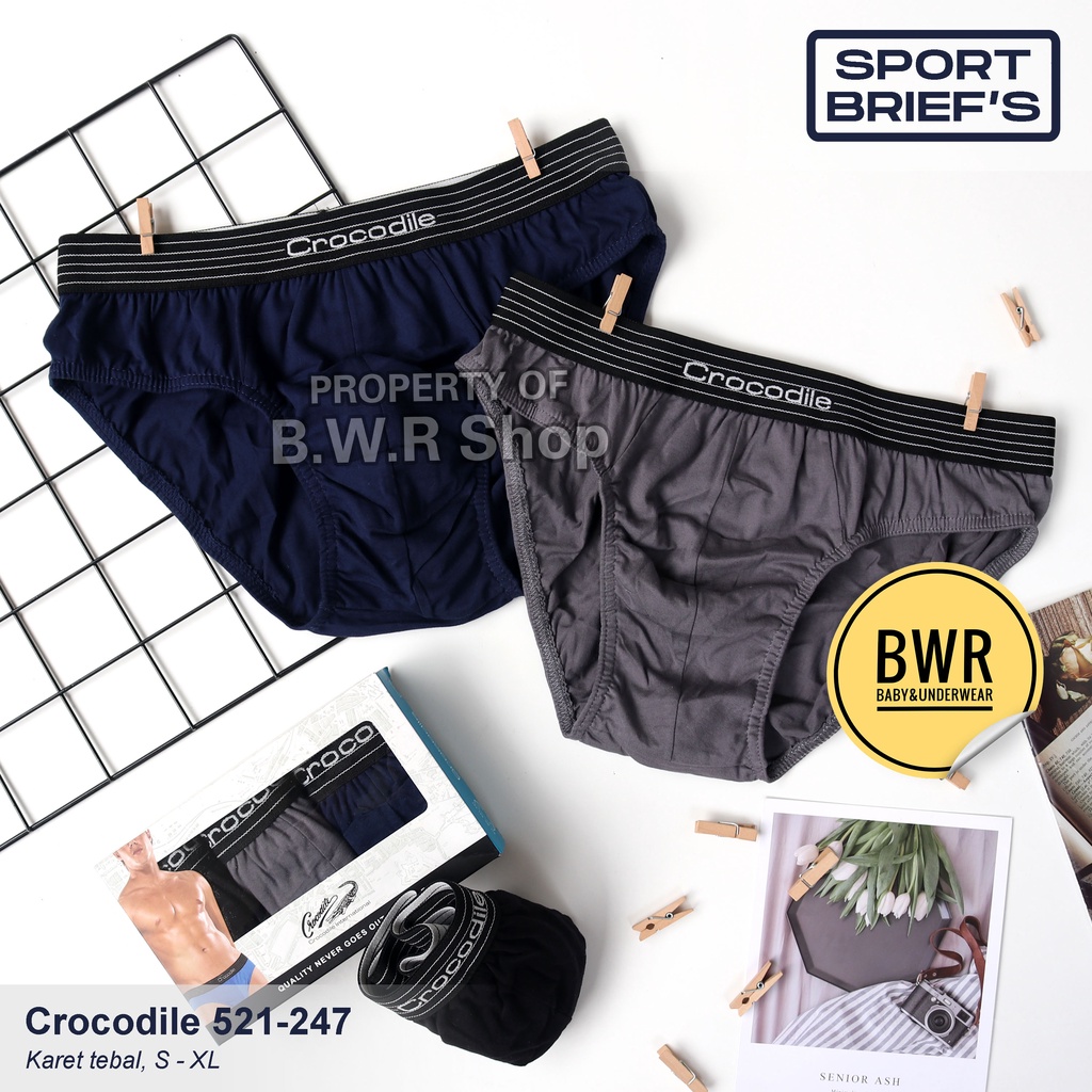[ 3pc ] CD Crocodile 521 - 247 SPORT / Celana Dalam Pria Sempak Karet Tebal Boxer Man Briefs | Bwr