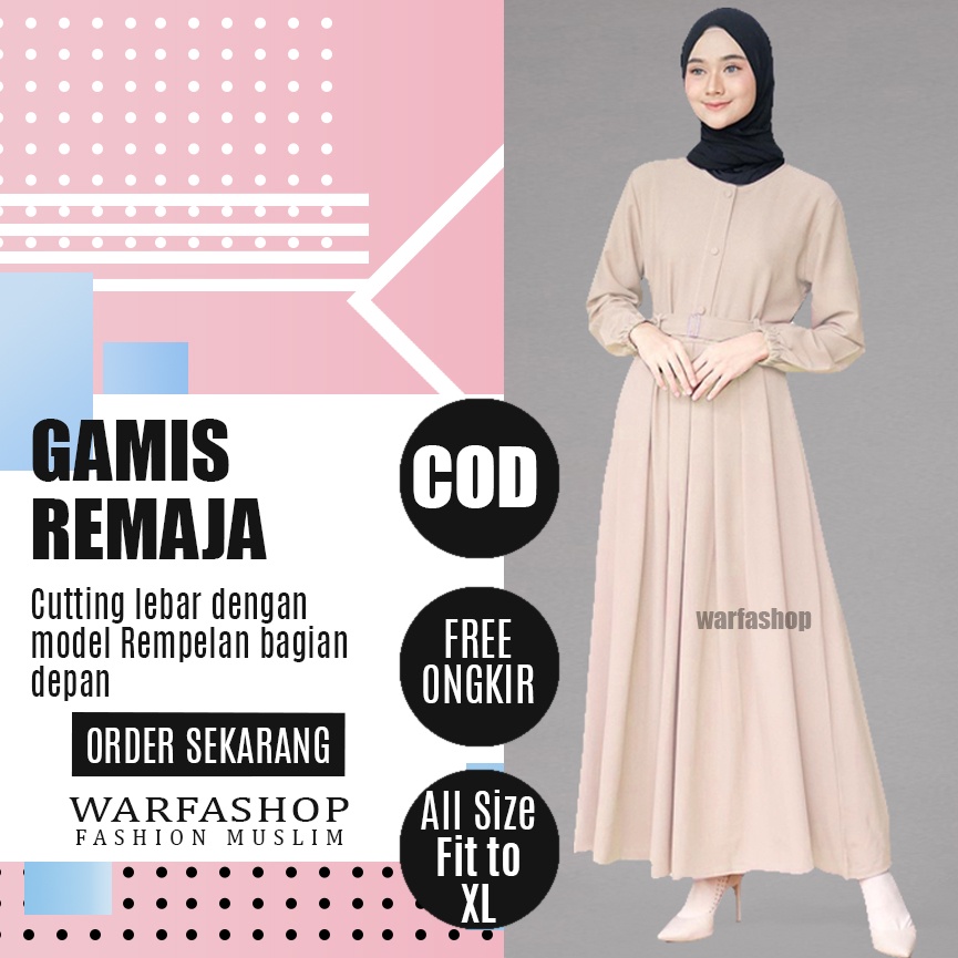 Gamis Remaja Modern Kekinian Terbaru 2021 Ori Warna Coksu Bahan Moscrepe Grade A - All Size Fit To X