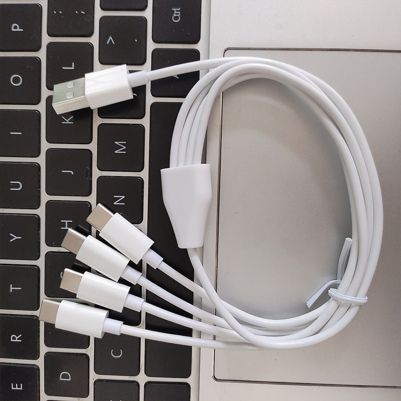 Cre Kabel Spliter Multi USB C 50cm Kabel Cas 4in1 Dengan 4colokan Male Type-C