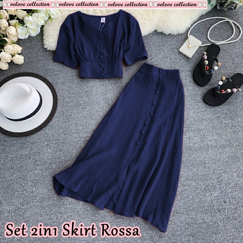 KALANTHA FASHION Setelan 2in1 Skirt Ocha One Set Atasan + Rok Cantik Setelan Wanita Terbaru Ala Korean Style-1