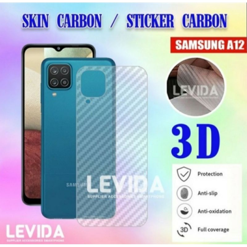 Samsung A12 Skin Karbon Garskin Anti Gores Belakang