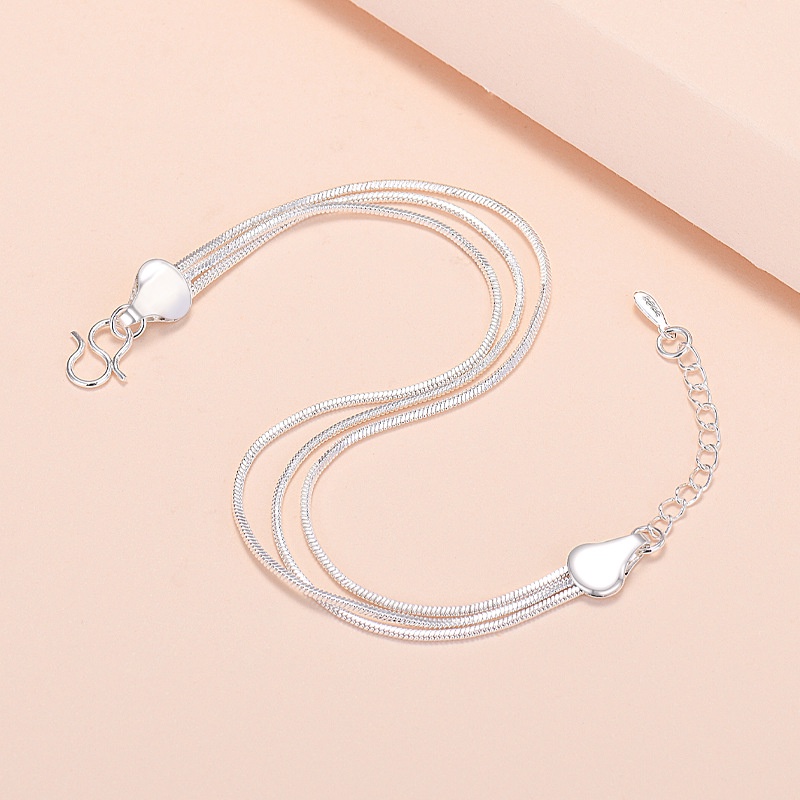 Gelang Kaki Rantai 925 Silver Model Tulang Ular Hati Untuk Wanita