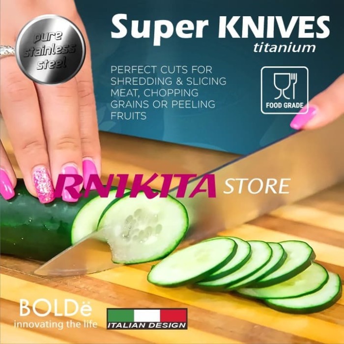 

Produk Terbaru - Bolde Super Knives Titanium - 5 Pisau, 1 Acrylic Holder, 1 Gunting