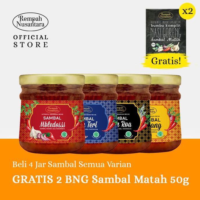 

TERLARIS! REMPAH NUSANTARA SAMBAL ALL VARIAN 120G- 4PCS FREE 2 BNG SAMBAL MATAH