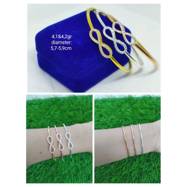 GELANG PIPA BANGLE BULAT &amp;OVAL INFINITY MP / GELANG PERAK ASLI SILVER 925 LAPIS EMAS / GELANG FASHION WANITA TERBARU