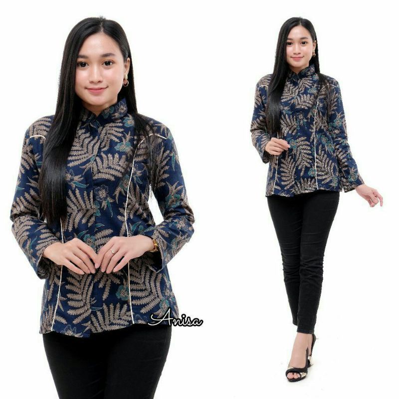 tey-17 Batik wanita ASJ SA HRB026 Kenongo Kemeja Tosca Pendek-B Ramban