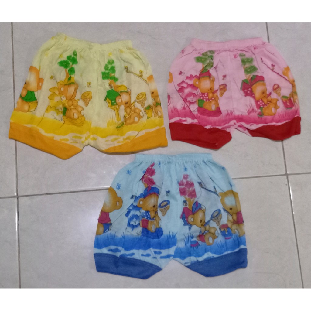 12pc celana pendek bayi warna motif salur grosir