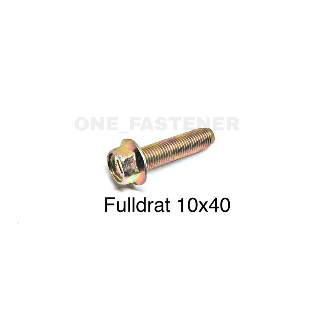 Fulldrat Baut Flange Bolt M10X40 Kuning Flange baut shock 14 topi 4cm