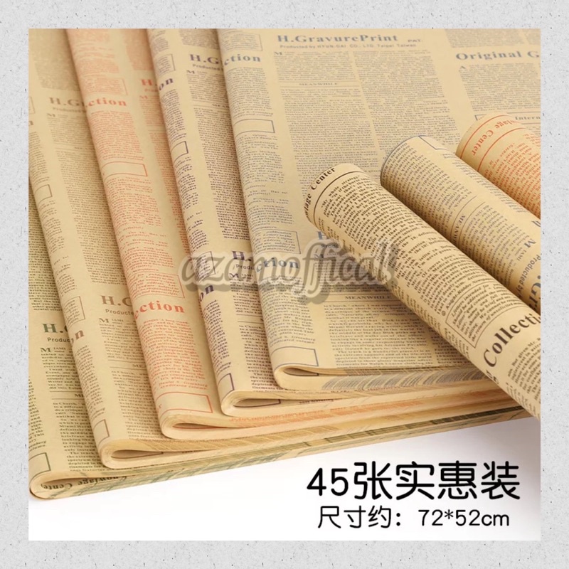 KERTAS KADO MOTIF VINTAGE MAGAZINE KORAN BUNGA KERTAS FLOWER