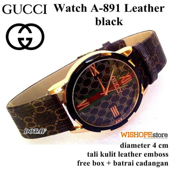 Cuci Gudang Jam Tangan Wanita Kulit Guess Leather Clasico  Free Batrai Cadangan - Hitam