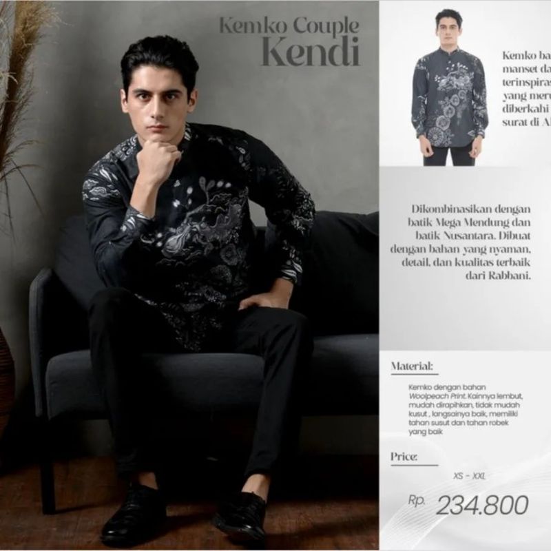 kemko couple rabbani kendi - baju koko hitam - baju koko batik - baju koko rabbani - kemko rabbani p