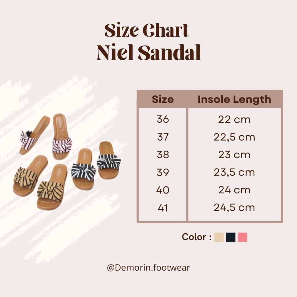 Niel Sandal Wanita Flat Pita Casual  - Demorin