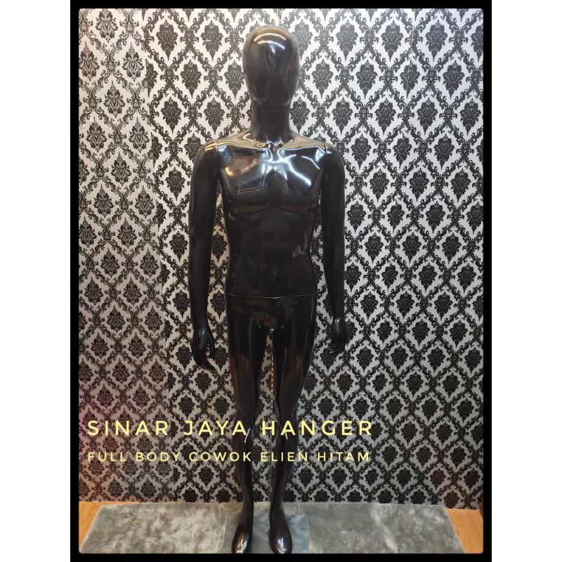 full body cowok elien hitam jari fiber