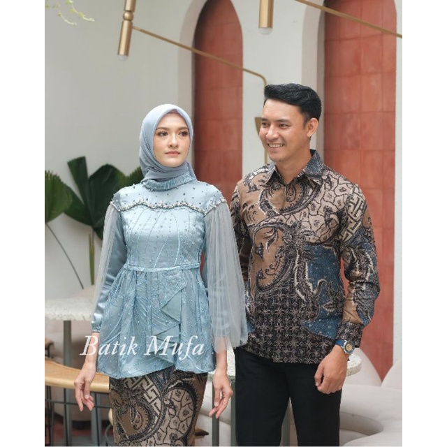 Set kebaya couple VANILA Blue ice Kebaya terbaru kebaya wisuda kekinian kebaya modern kebaya tunangan lamaran