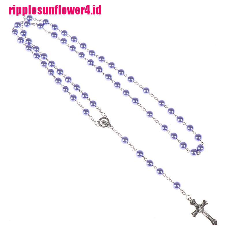 Kalung Rosario Desain Manikmanik Mutiarasalib Gaya Katolik Untuk Priawanita