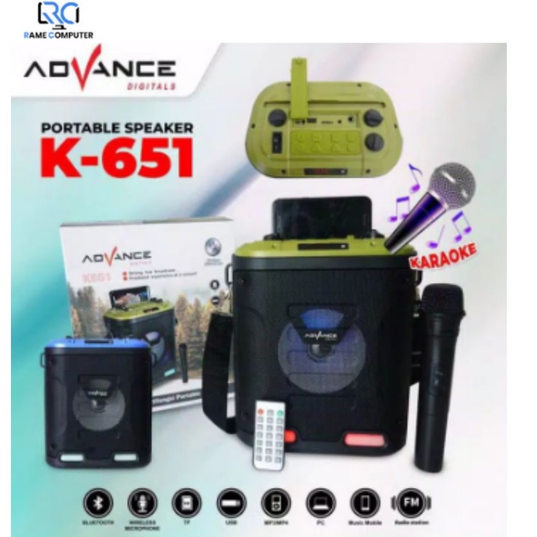 Advance Speaker K651 Bluetooth + Plus Mic Wireless Portabel Meeting Bass