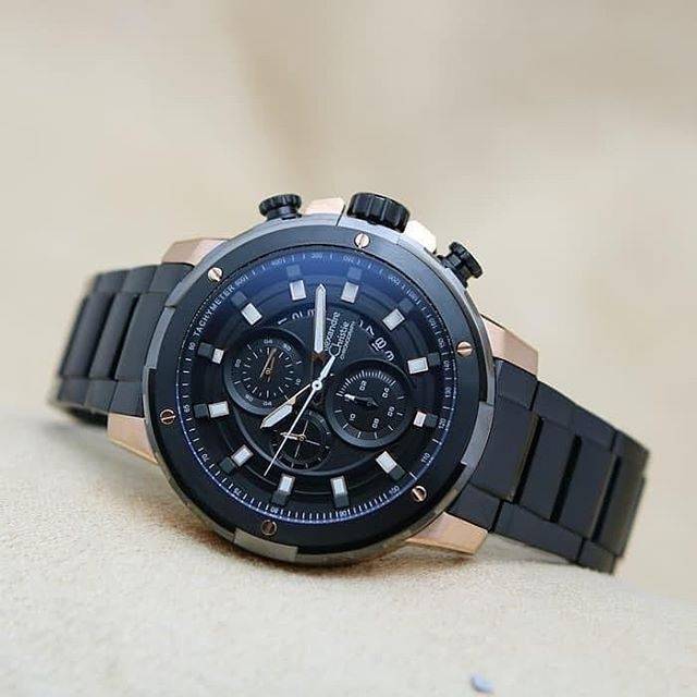 JAM TANGAN ALEXANDRE CHRISTIE PRIA AC 6528 BLACK ROSEGOLD ORIGINAL
