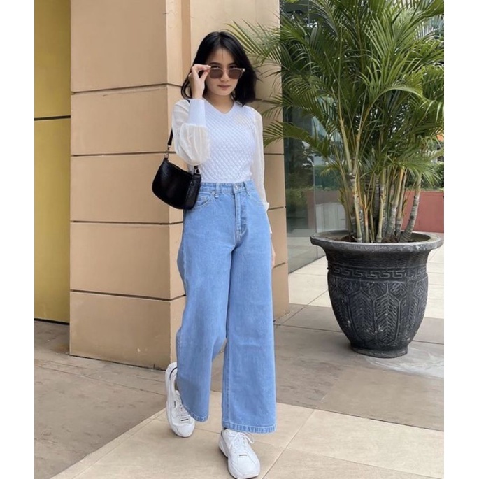 Highwaist Loose Jeans Kulot jeans Wanita/kulot jeans lipat/kulot jeans terbaru/kulot jeans murah/kul