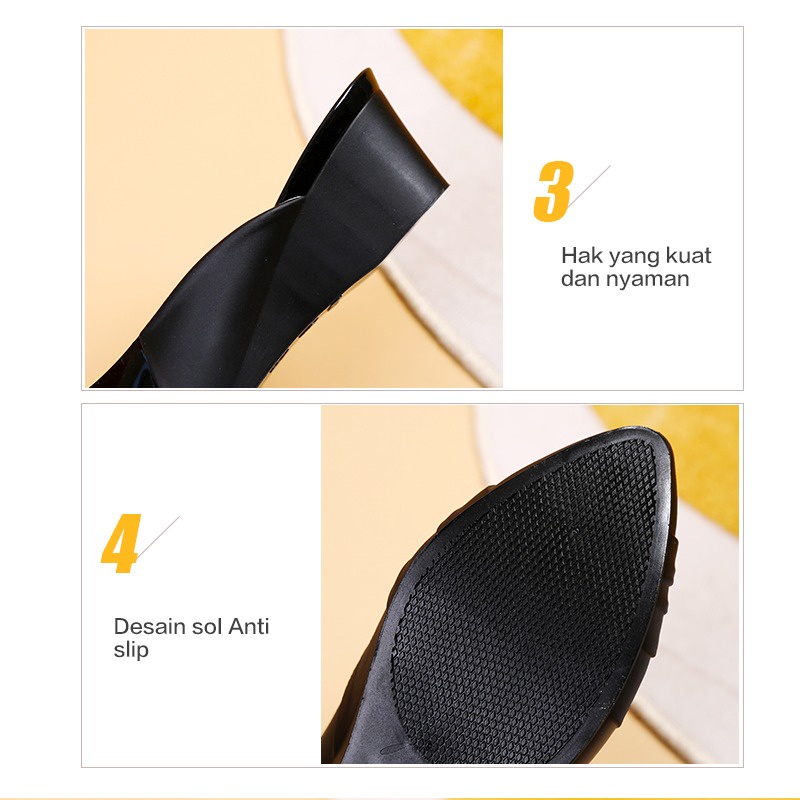 Wonderly Sepatu Wanita Wedges Jelly Motif Kerut A910-3 PVC