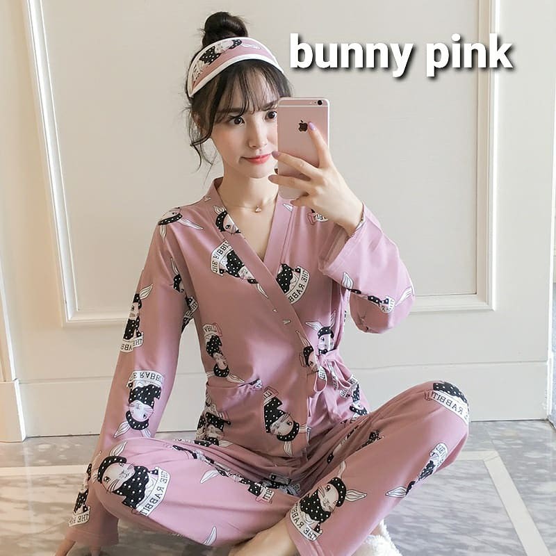 SET KIMONO LS IMPORT / SETELAN PIYAMA KIMONO WANITA IMPOR / BAJU TIDUR KOREA LENGAN PANJANG PREMIUM