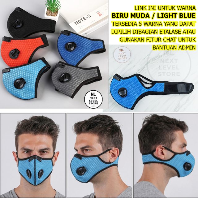 KN95 Premium Mask Masker Olahraga Cycling Sepeda Sport N95 - BIRU MUDA