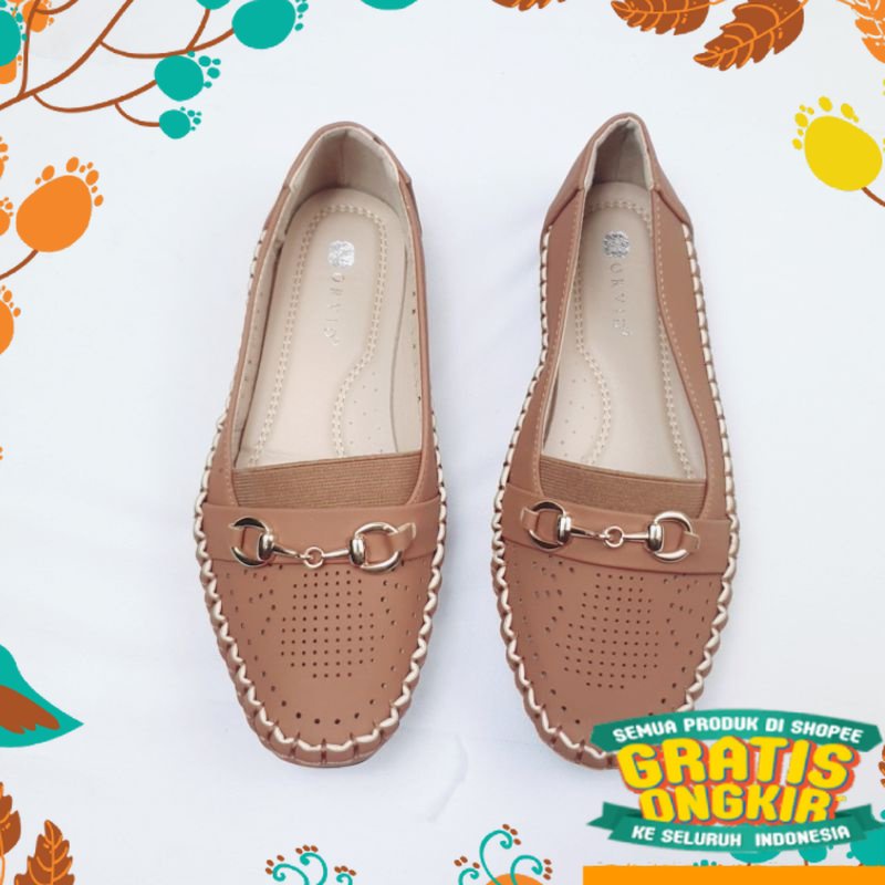 sepatu sendal pink salem grey ungu hijau muda tua dark light / Norvid Flat shoes with chain NGS-TJ1