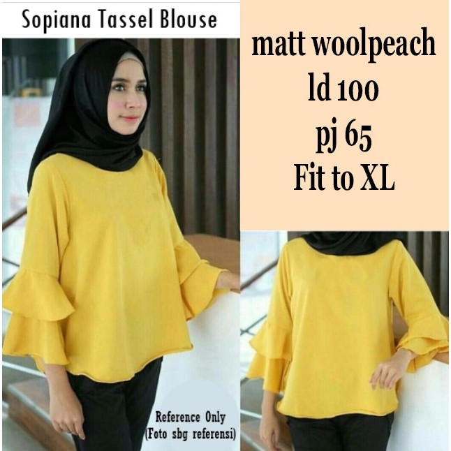 [Sopiana Varian Warna NI] Blouse Wanita Wollpeach Kuning/Tosca/Maroon/Pink/Navy