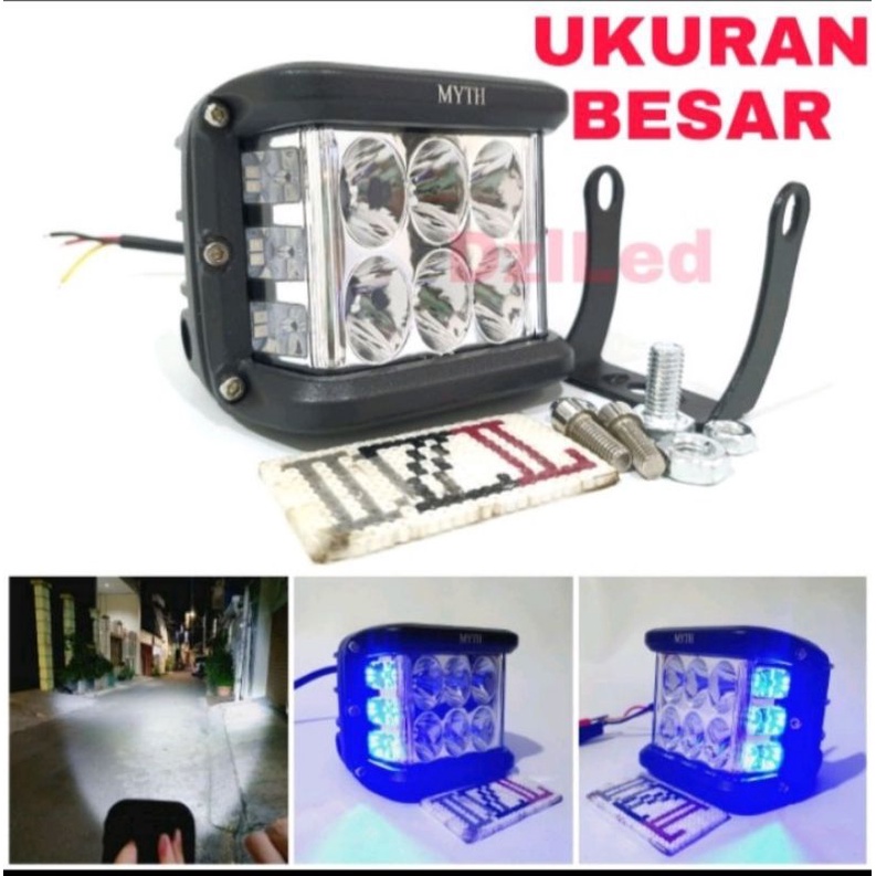 LAMPU TEMBAK SOROT LED CWL 6 MATA 3 X 3 36 WATT DEVIL SENJA BIRU/MERAH