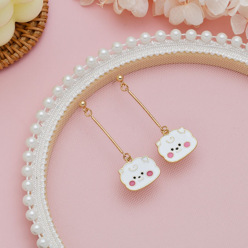 XiaoboACC Anting Tusuk Silver S925 Desain Kartun BTS Aksesoris Wanita